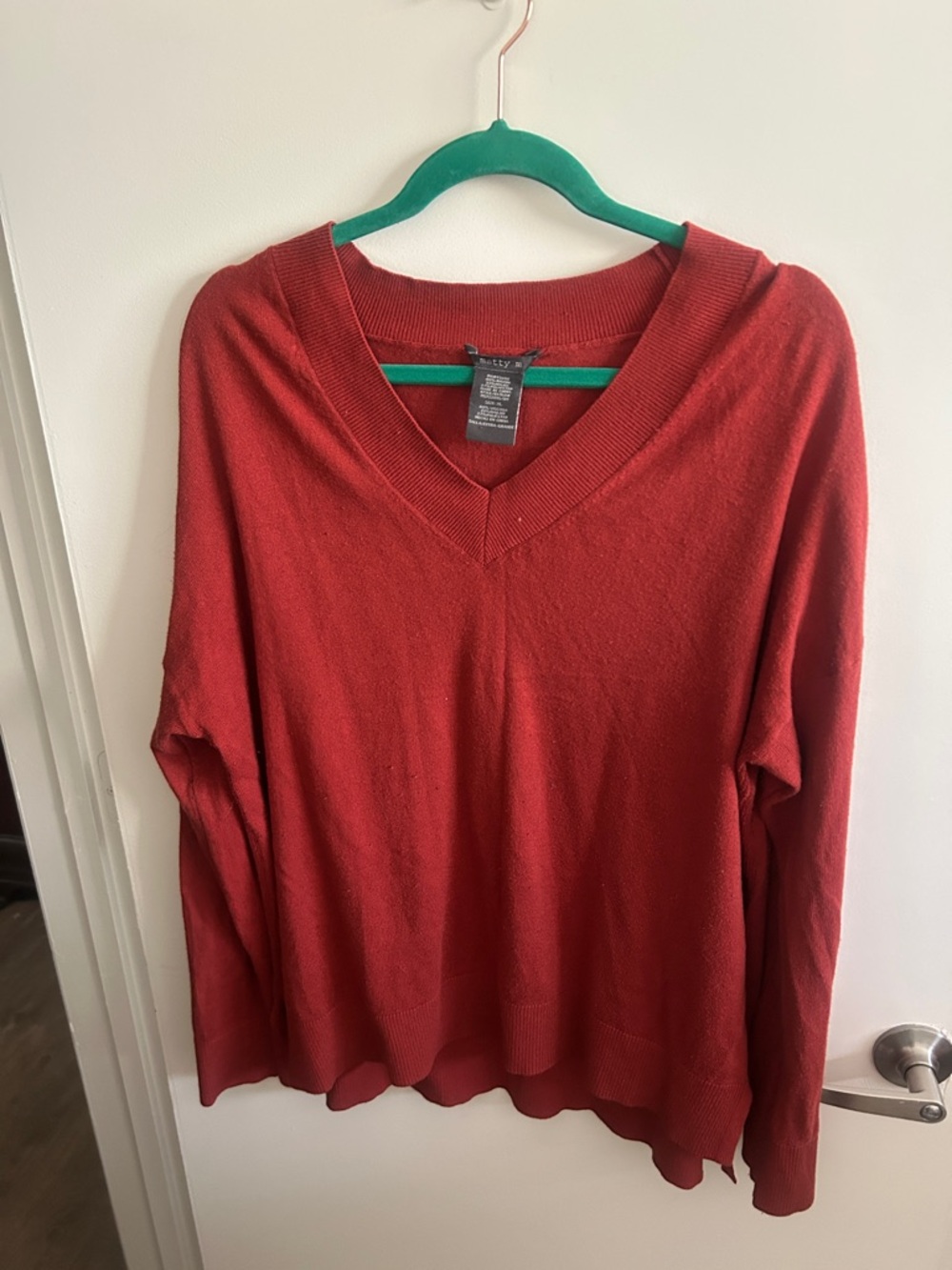 Matty M Red V-Neck Women's Sweater